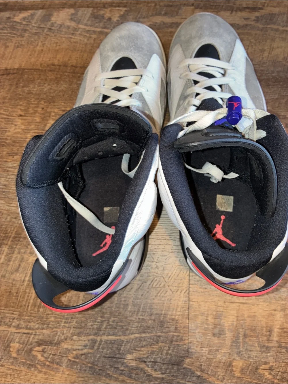 Jordan Men’s High-Top Sneakers — White, Gray, Black & Purple Accents